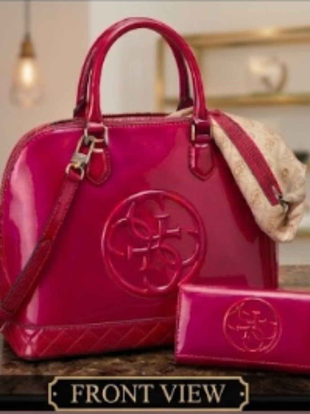 Guess Korry Patent Satchel & Wallet Set in Passion - NWT
